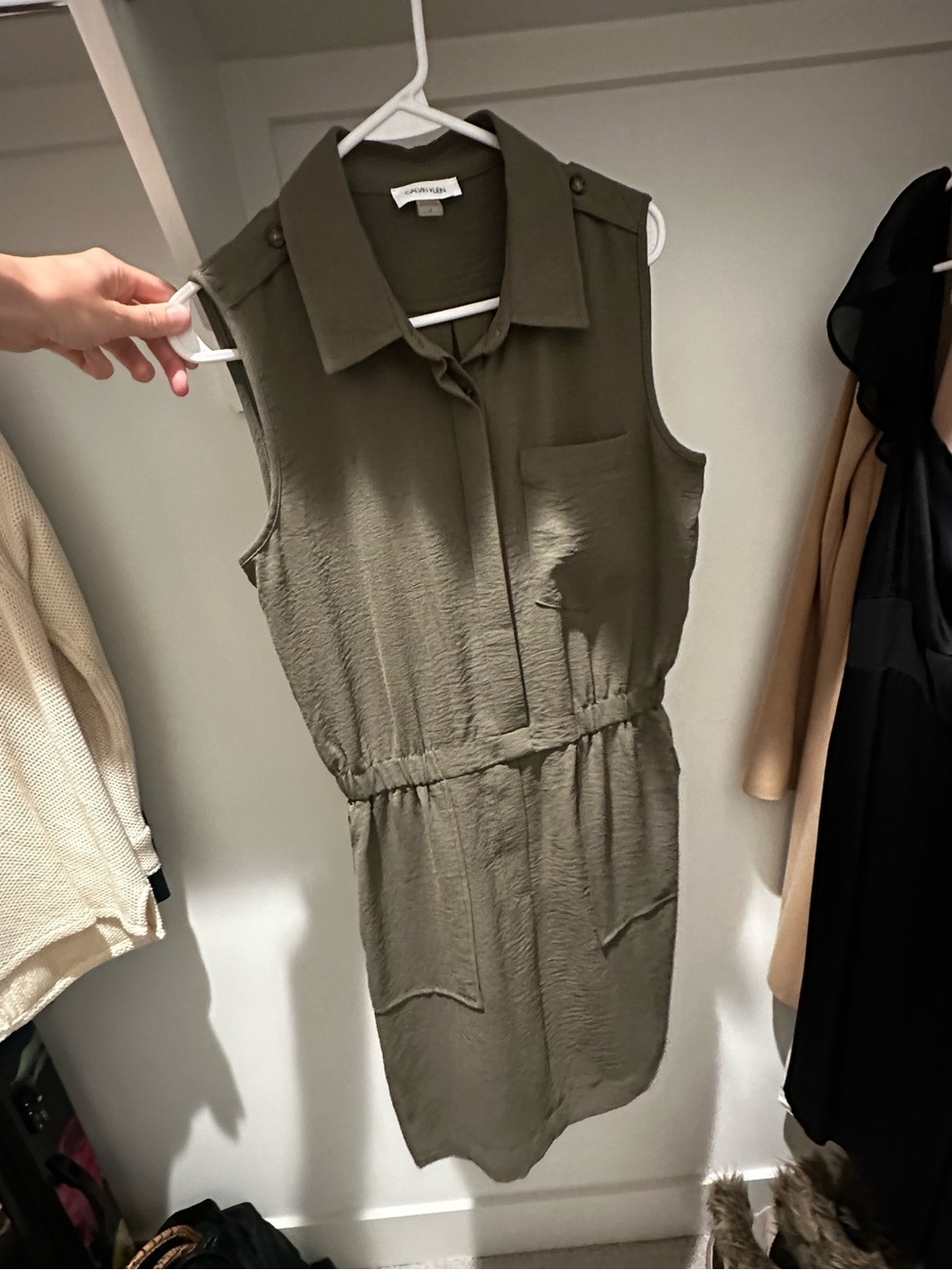 Army green Calvin Klein dress